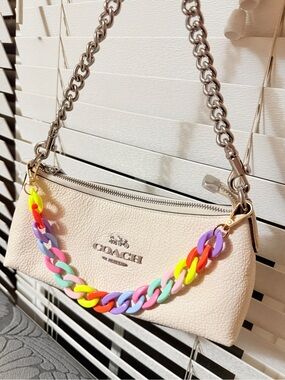 NWT Coach Charlotte Shoulder Bag cl407 with rainbow chain